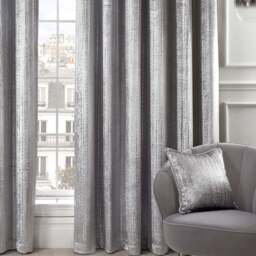 Divante Selina Silver Foil Dotty Stripe Eyelet Curtain 229 x 229cm - Size: W 228 x D 228cm - Wilko - thumbnail 6