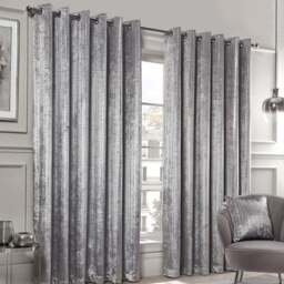 Divante Selina Silver Foil Dotty Stripe Eyelet Curtain 229 x 229cm - Size: W 228 x D 228cm - Wilko