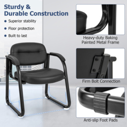 Costway Set of 2 Black Office Chair with Sled Base - Wilko - thumbnail 7