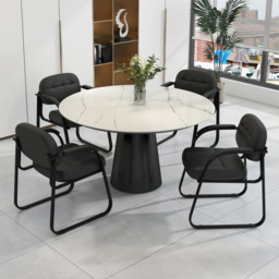 Costway Set of 2 Black Office Chair with Sled Base - Wilko - thumbnail 5