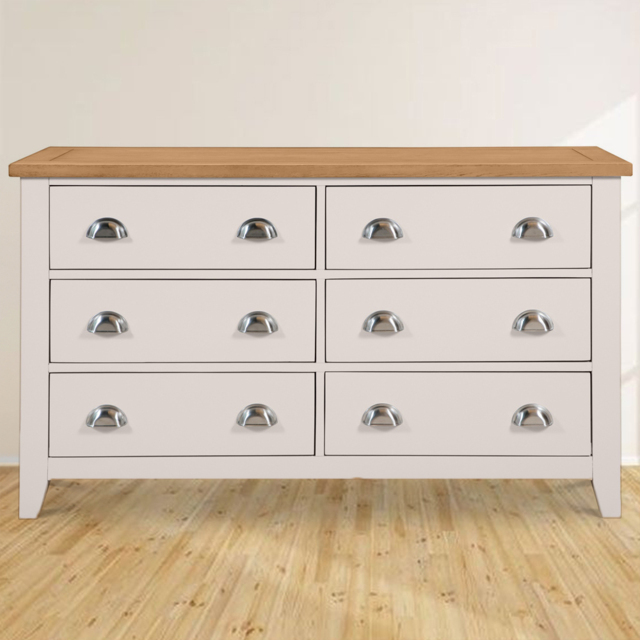 Julian Bowen Richmond 6 Drawer Grey and Oak Wide Chest of Drawers - Wilko - image 1