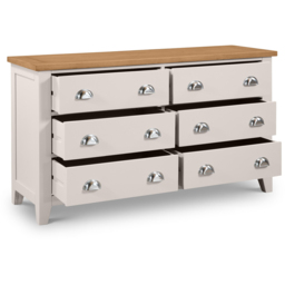 Julian Bowen Richmond 6 Drawer Grey and Oak Wide Chest of Drawers - Wilko - thumbnail 4
