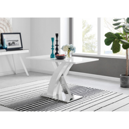 Furniturebox Columbia Valera 4 Seater Dining Set White Gloss Grey and Chrome - Wilko - thumbnail 4