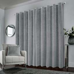 Enhanced Living Hampton Grey Velvet Blackout Thermal Eyelet Curtains 168 x 229cm - Wilko - thumbnail 4