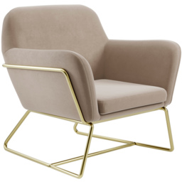 Charles Brushed Gold and Beige Velvet Armchair - Size: Single - Cream - LPD Home - Wilko - thumbnail 3