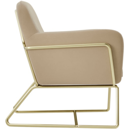 Charles Brushed Gold and Beige Velvet Armchair - Size: Single - Cream - LPD Home - Wilko - thumbnail 5