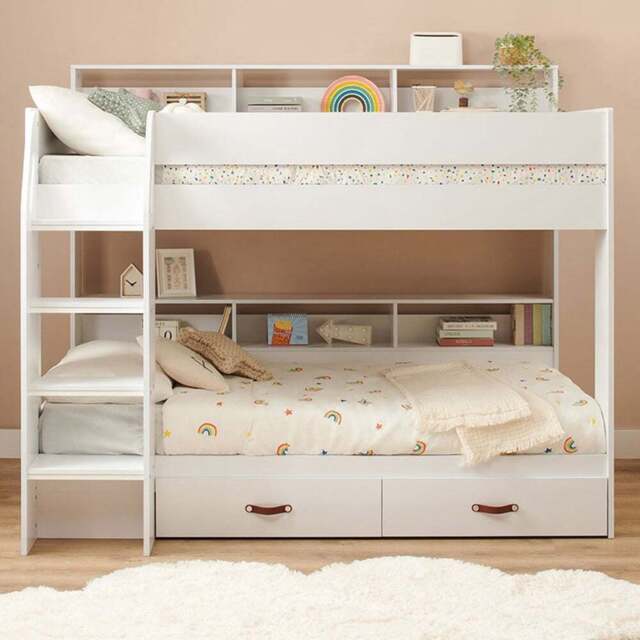 Flair Aviary Single Kids Bunk Bed with Storage Drawers and Shelves - White - Wilko - image 1