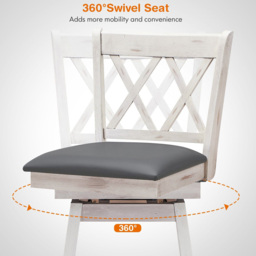 Costway White Counter Height Bar Stool with Upholstered Cushion Set of 2 - Size: 91 x 56 x 24cm - Wilko - thumbnail 7