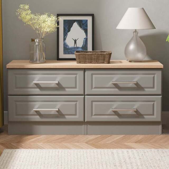 Crowndale Kent 4 Drawer Dusk Grey and Bardolino Oak Bed Box Ready Assembled - Dusk Grey & Bardolino Oak - Wilko - image 1
