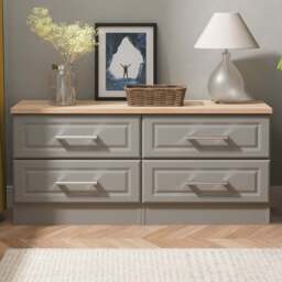 Crowndale Kent 4 Drawer Dusk Grey and Bardolino Oak Bed Box Ready Assembled - Dusk Grey & Bardolino Oak - Wilko - thumbnail 1