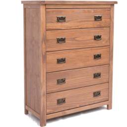 Cabinet Bits Padua 5 Drawer Brown Brass Drop Handle Chest of Drawers - Wilko - thumbnail 4