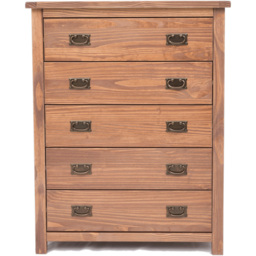Cabinet Bits Padua 5 Drawer Brown Brass Drop Handle Chest of Drawers - Wilko - thumbnail 3