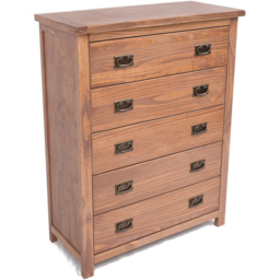 Cabinet Bits Padua 5 Drawer Brown Brass Drop Handle Chest of Drawers - Wilko - thumbnail 5