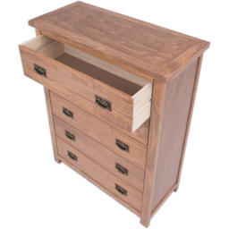 Cabinet Bits Padua 5 Drawer Brown Brass Drop Handle Chest of Drawers - Wilko - thumbnail 6