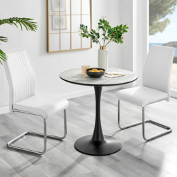 Furniturebox Elissa Fontana Marble Effect 2 Seater Round Dining Set White and Chrome - Wilko - thumbnail 1