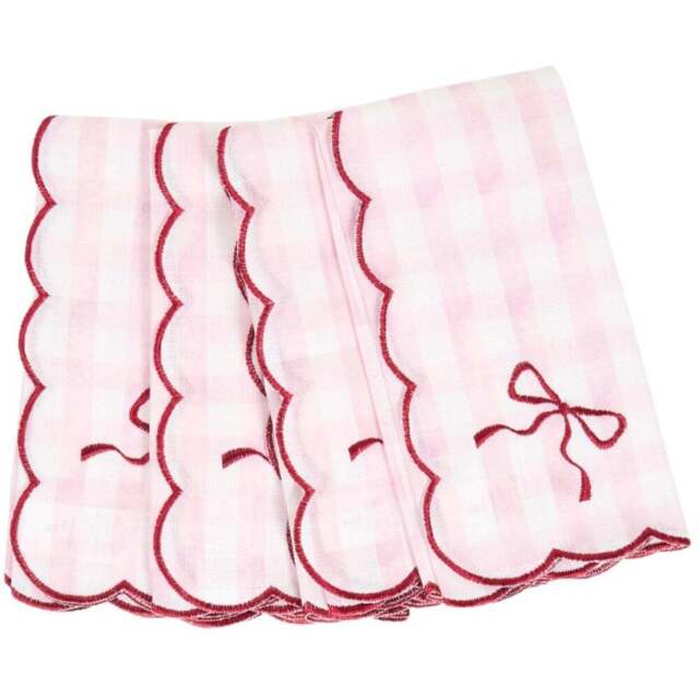 Pack of 4 Embroidered Bow Napkins Pink - Wilko - image 1