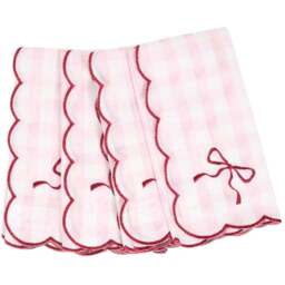 Pack of 4 Embroidered Bow Napkins Pink - Wilko - thumbnail 1