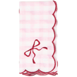 Pack of 4 Embroidered Bow Napkins Pink - Wilko - thumbnail 3