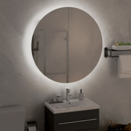 vidaXL 2 Door Black Round LED Mirror Bathroom Cabinet - Size: 54 x 54 x 17.5cm - Wilko - thumbnail 6