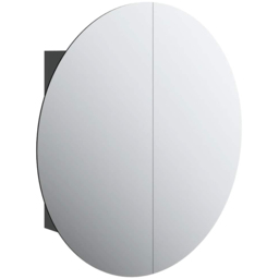 vidaXL 2 Door Black Round LED Mirror Bathroom Cabinet - Size: 54 x 54 x 17.5cm - Wilko - thumbnail 3