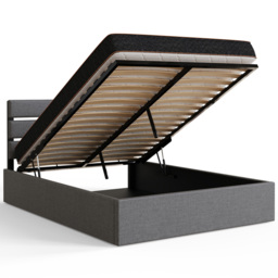 GFW Hudson Double Grey End Lift Ottoman Bed with SC Bonnell Mattress - Wilko - thumbnail 6