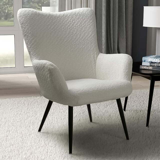 Bordeaux Textured Chenille Effect White Armchair - Size: Single - Shankar - Wilko - image 1