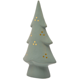 The Seasonal Gift Co. Green and Gold Porcelain Light Up Christmas Tree Decoration 21cm - Size: 22 x 12 x 5cm - Olive - Wilko - thumbnail 3