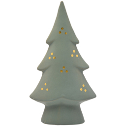The Seasonal Gift Co. Green and Gold Porcelain Light Up Christmas Tree Decoration 21cm - Size: 22 x 12 x 5cm - Olive - Wilko - thumbnail 1