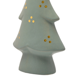 The Seasonal Gift Co. Green and Gold Porcelain Light Up Christmas Tree Decoration 21cm - Size: 22 x 12 x 5cm - Olive - Wilko - thumbnail 4