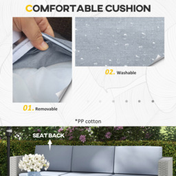 Outsunny 4 Seater Grey Rattan Lounge Set - Wilko - thumbnail 7