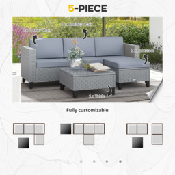 Outsunny 4 Seater Grey Rattan Lounge Set - Wilko - thumbnail 5