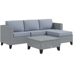 Outsunny 4 Seater Grey Rattan Lounge Set - Wilko - thumbnail 3