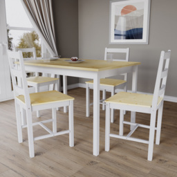 VIDA DESIGNS Yorkshire 4 Seater Dining Set White and Pine - Wilko - thumbnail 4