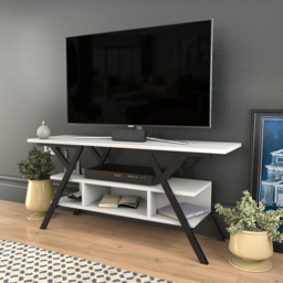 Decorotika Minerva Decorative 4 Open Shelf Black and White TV Unit - Size: 55 x 120 x 35cm - Multi - Wilko - thumbnail 6