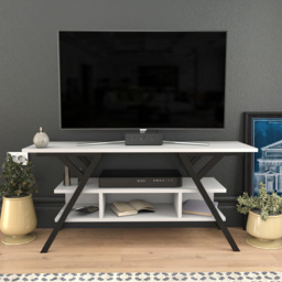 Decorotika Minerva Decorative 4 Open Shelf Black and White TV Unit - Size: 55 x 120 x 35cm - Multi - Wilko - thumbnail 5