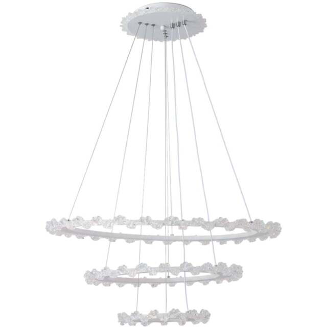 Living and Home Multi-Layer Acrylic LED Pendant Light 60W - Size: 80 x 61 x 61cm - Grey + Clear - Wilko - image 1