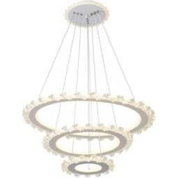 Living and Home Multi-Layer Acrylic LED Pendant Light 60W - Size: 80 x 61 x 61cm - Grey + Clear - Wilko - thumbnail 4