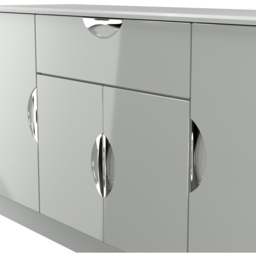 Crowndale Camden 4 Door Single Drawer Grey Gloss and Dusk Grey Wide Sideboard Ready Assembled - Size: 79 x 146 x 42cm - Grey Gloss & Dusk Grey - Wilko - thumbnail 6