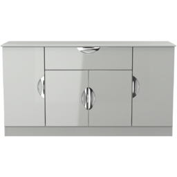 Crowndale Camden 4 Door Single Drawer Grey Gloss and Dusk Grey Wide Sideboard Ready Assembled - Size: 79 x 146 x 42cm - Grey Gloss & Dusk Grey - Wilko - thumbnail 3