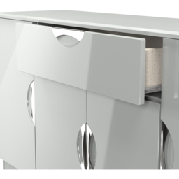 Crowndale Camden 4 Door Single Drawer Grey Gloss and Dusk Grey Wide Sideboard Ready Assembled - Size: 79 x 146 x 42cm - Grey Gloss & Dusk Grey - Wilko - thumbnail 7
