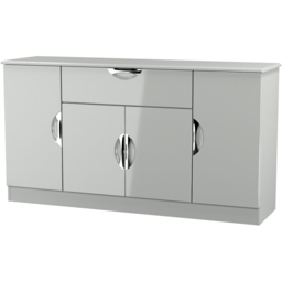 Crowndale Camden 4 Door Single Drawer Grey Gloss and Dusk Grey Wide Sideboard Ready Assembled - Size: 79 x 146 x 42cm - Grey Gloss & Dusk Grey - Wilko - thumbnail 5