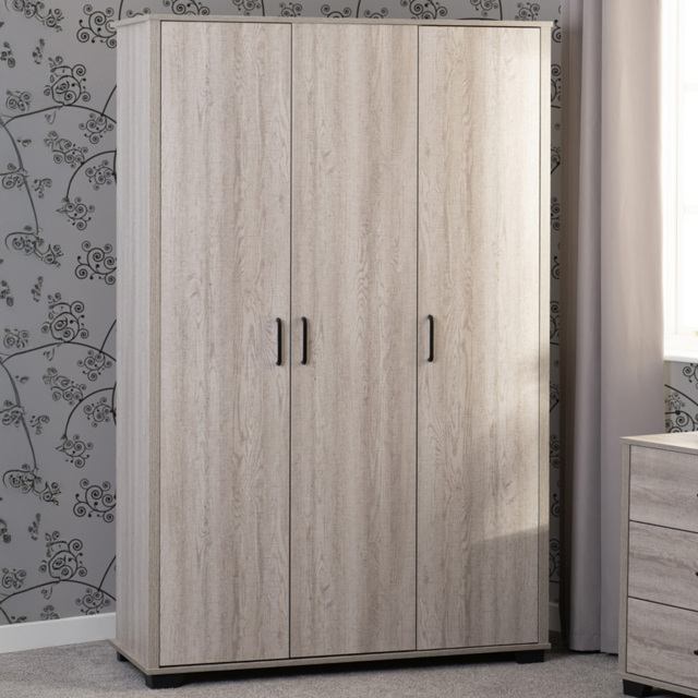 Seconique Oliver 3 Door Light Oak Effect Wardrobe - Brown - Wilko - image 1