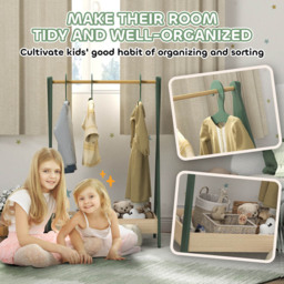 AIYAPLAY Green Kids Clothes Rail with Hangers - Size: 98.5 x 42 x 65cm - Wilko - thumbnail 7