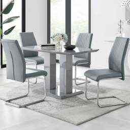 Furniturebox Molini Fontana 4 Seater Dining Set Grey Gloss Elephant Grey and Chrome - Wilko - thumbnail 1