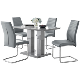 Furniturebox Molini Fontana 4 Seater Dining Set Grey Gloss Elephant Grey and Chrome - Wilko - thumbnail 3