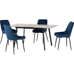 Seconique Avery 4 Seater Extending Dining Set Concrete and Sapphire Blue - Grey - Wilko - thumbnail 3