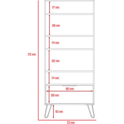 Core Products Nevada Single Door 5 Shelf Smoke Oak Effect Display Bookcase - Brown - Wilko - thumbnail 6