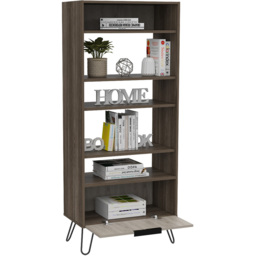 Core Products Nevada Single Door 5 Shelf Smoke Oak Effect Display Bookcase - Brown - Wilko - thumbnail 5