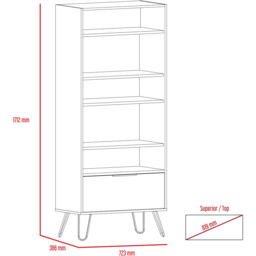 Core Products Nevada Single Door 5 Shelf Smoke Oak Effect Display Bookcase - Brown - Wilko - thumbnail 7