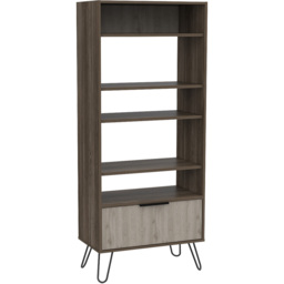 Core Products Nevada Single Door 5 Shelf Smoke Oak Effect Display Bookcase - Brown - Wilko - thumbnail 3
